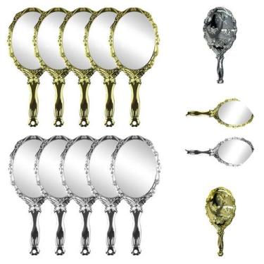Imagem de 10 Espelhos de Mão Oval Princesas 17cm Para Maquiagem - Livre Atacado