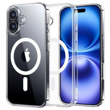 Imagem de NIMASO Capa para iPhone 16, compatível com MagSafe, capa de proteção de grau militar à prova de choque, fina, antiamarelamento e antiarranhões, capa para iPhone 16 (6,1 polegadas), transparente