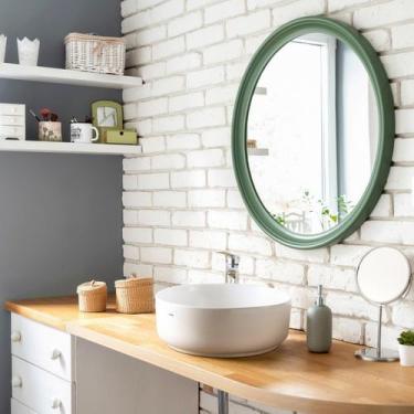 Imagem de Cuba de Apoio para Banheiro Redonda 35cm em Cerâmica Icasa