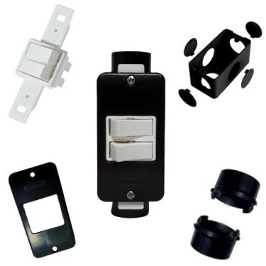 Imagem de Interruptor Duplo Kit Completo Caixa 4x2 Condolete Sobrepor (Preto)