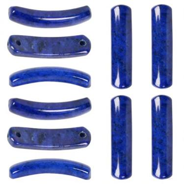Imagem de 10 contas de pedra curvadas naturais de 36 x 10 mm, contas curvadas retangulares curvadas, contas de pedra para pulseira faça você mesmo, colar, brinco para fazer joias (lápis-lazúli)