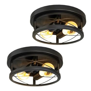 Imagem de Sunco Lighting Luminárias De Teto Farm House, Rústicas Para Hall Entrada, Quarto, Corredor, Cozinha, Sala Estar, Escritório, 28 Cm Diâmetro, Base Média E26, Potência Máxima 100 W, Pacote Com 2