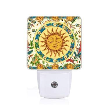 Imagem de SLHFDKL Luz Noturna Boho Sun Moon, Luminária De Parede Plug-In Com Sensor Anoitecer Ao Amanhecer, Led 0,5 W Eficiência Energética Para Meninos, Meninas E Adultos, Decoração Casa