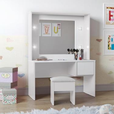 Imagem de Penteadeira Infantil Diana Led e Banqueta Branca - Loja Inova BR