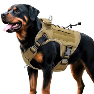 Imagem de Peitoral tático resistente para cães grandes, colete refletivo ajustável sem puxão com sistema Molle, controle de nível militar K9 para treinamento de serviço, atividades ao ar livre e mais de 10