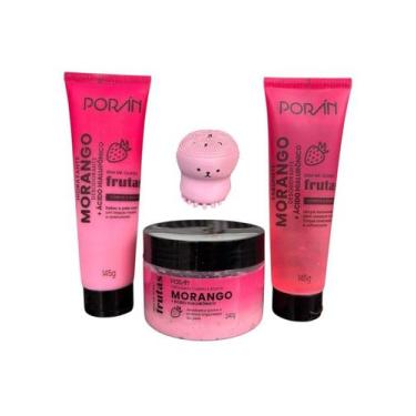 Imagem de Linha Completa Frutas Poran Sabonete Hidratante Esfoliante Esponjinha 