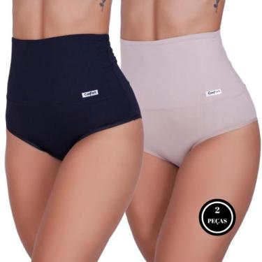 Imagem de Kit 2 Cinta Calcinha Cós Alto Modeladora - c4 KIT 2 BETINA PRETO E BEG