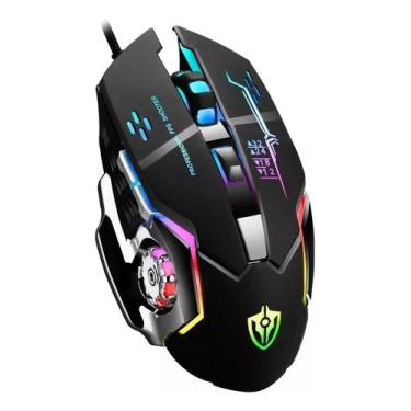 Imagem de Mouse Gamer RGB Preto com Iluminação LED e Base Metálica - Genérico