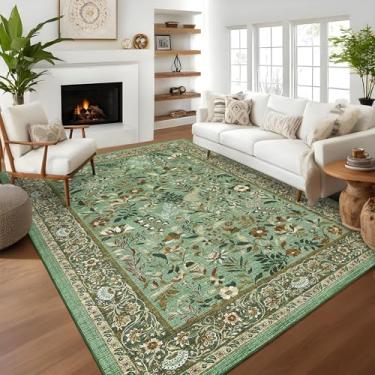 Imagem de GlowSol Tapete extra grande, 25,5 x 33,5 cm, moderno para casa de fazenda, antiderrapante, lavável e dobrável, tapete impresso fino e dobrável, macio que não solta para hotel, escritório, verde claro