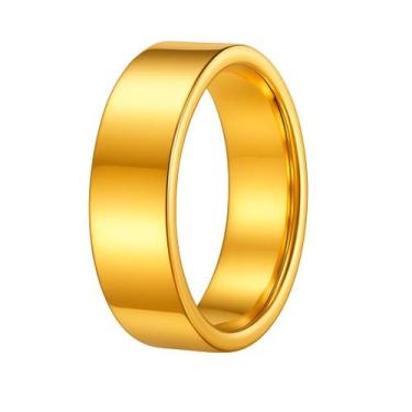 Imagem de Anel Ouro 18k 6mm Reto Casamento Noivado Tradicional Tungstênio - Alph