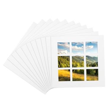 Imagem de PATIKIL Tapete 10x10 para foto 2x2, pacote com 11 tapete pré-cortado sem ácido, quadro de quadro de quadro branco para fotos mostra, impressões, exibições de arte, estilo 9 grades, branco