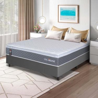 Imagem de Conjunto Box Cinza Luanda Cinza Espuma D28 Casal 138x188x62 - King House