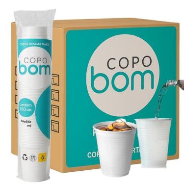 Imagem de Caixa 25 Copo Resistente 200Ml Branco Água Copobom 2.500 Un