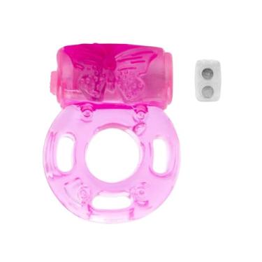 Imagem de Anel Peniano com Vibrador, Silicone, Kit com 6 Cores, Design Borboleta, 8 cm (Rosa)