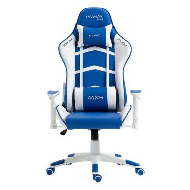 Imagem de Cadeira Gamer MX5 Giratória Branco e Azul MYMAX