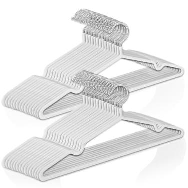 Imagem de Kit 30 Cabides Adulto Metal Emborrachado Antiderrapante para Roupas, Blusas e Calças (Branco)