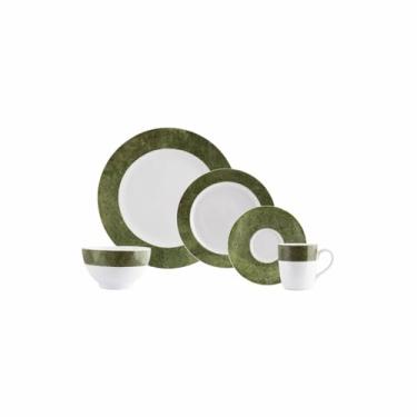 Imagem de Serviço de 20 peças com Bowl e Caneca com Pires em Porcelana, Modelo Redondo Itamaraty, Coleção Cromo Verde, Schmidt Estilo, Porcelana Schmidt