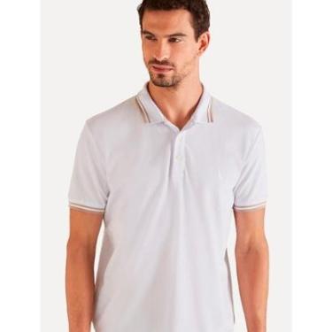 Imagem de Polo Reserva Masculina Regular Piquet Friso Rajado Branca-Masculino
