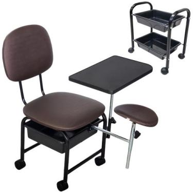 Imagem de Kit Cadeira Manicure Cirandinha + Carrinho Auxiliar Café - For-ty