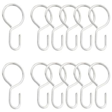 Imagem de ZZLZX 12 ganchos de cortina de chuveiro de corda de arame, ganchos de varal de metal, 4 x 2 x 2 x 0,7 cm para pendurar toalhas, panelas e panelas, chapéus, luzes de festa de Natal, ganchos prateados