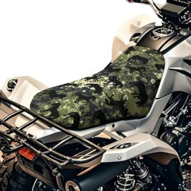 Imagem de Qpednta Capa de assento verde camuflada para quadriciclo impermeável universal com quatro rodas compatível com Polaris Sportsman 570 450 850, Polaris Scrambler 400 500 850 1000, Honda Rancher 420