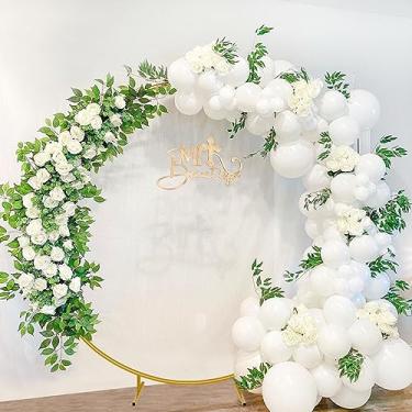 Imagem de Suporte de arco de balão redondo dourado de 2 metros com moldura de metal para festas de casamento, arco de flor, suporte para chá de bebê, aniversário, decoração de pano de fundo