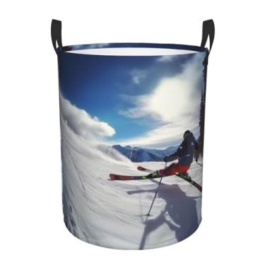 Imagem de Cesta de roupa suja para esqui de inverno, dobrável, impermeável, cesto de armazenamento de roupas com alças, pano Oxford, organizador de brinquedos, cesta para banheiro, lavanderia, quarto, médio
