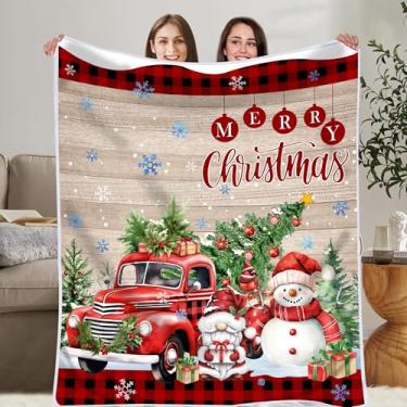 Imagem de Cobertor de Natal, cobertor de boneco de neve para mulheres, caminhões vermelhos de flanela macia, cobertores de lã para crianças, meninas, cama, sala de estar, sofá, 127 x 152 cm, presentes vermelhos