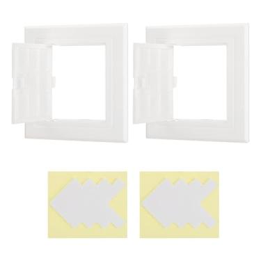 Imagem de PATIKIL Painel de acesso para drywall 10 x 10 cm, 2 conjuntos de plástico ABS capa de orifício de parede porta de acesso com fita dupla face para parede teto elétrico, branco