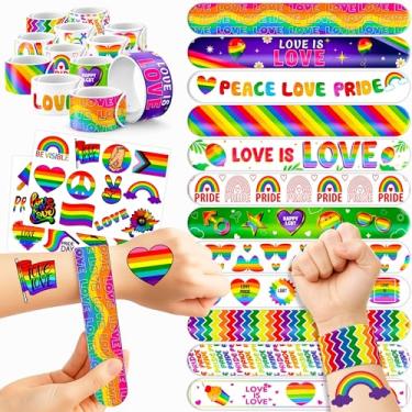 Imagem de 48 adesivos LGBT de tatuagens temporárias, 24 peças, 24 peças, pulseiras de tapa perfeitas para lembrancinhas temáticas de festa de aniversário, chás de bebê ou recompensas de sala de aula, decoração