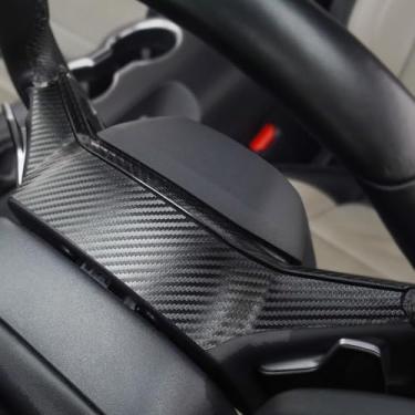 Imagem de BETTERHUMZ Capa de acabamento de volante compatível com Ford Mustang 2024 2025 para Alcantara Adesivo de decoração de couro de carbono acessórios de moldagem interior de carro (couro de carbono)