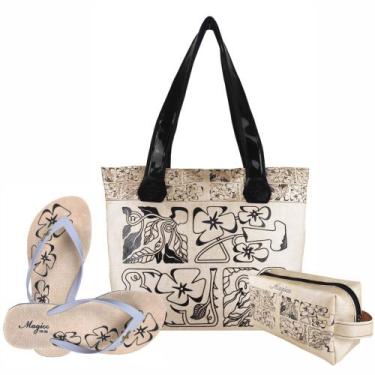 Imagem de Kit Feminino Casual Bolsa Chinelo Necessaire Magicc Kit-237, 35/36