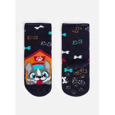 Imagem de Meia Puket Antiderrapante Baby Cachorro Azul Marinho 15 A 22, Azul mar