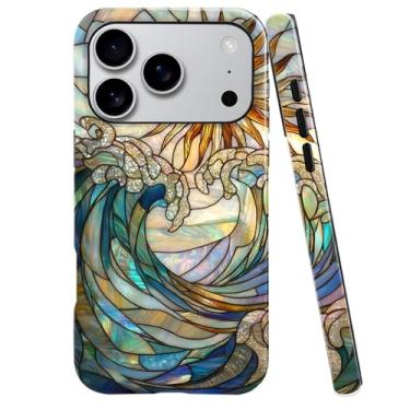 Imagem de Capa compatível com L16QX Pro, revestimento rígido híbrido brilhante de 2 camadas, macio à prova de choque para meninas e mulheres, vitrais de sol ondas do mar