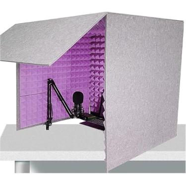 Imagem de Cabine à Prova De Som Cabine De Partição Superior Com Painel Superior Estúdio Portátil Caseiro Elosure Para Estúdio De Música Quarto Casa, Purple, 80 * 80 * 80cm