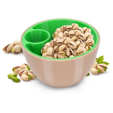 Imagem de Luqeeg Tigela de Pistache Com Armazenamento de Casca, Lanche Grande que Serve Pratos de Pilão Dupla de Amendoim Tigela de Doces para Amendoins de Cozinha Em Casa, Cerejas, Pipoca, (Tipo 3)