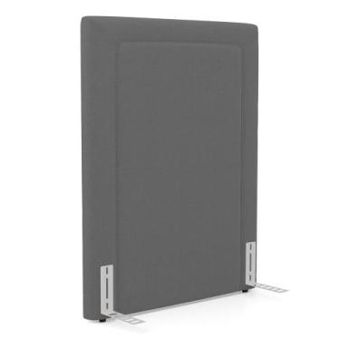 Imagem de Cabeceira Cama Box Solteiro Alba 90cm com Frame Bouclé Cinza Escuro - 