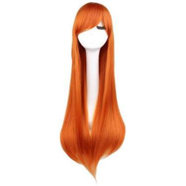 Imagem de Peruca Lace Wig Cosplay Longa 1m - Laranja - Lisa - Fixa