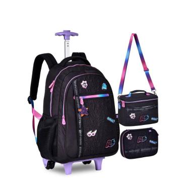 Imagem de Kit Mochila Escolar Rodinha Rafa E Luiz Estojo E Lancheira