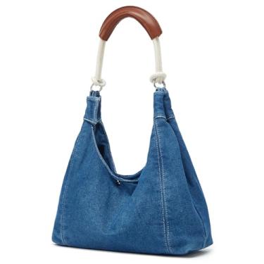 Imagem de Bolsa jeans feminina Hobo Denim Clutch Shoulder Bags Casual Shopping Travel 2025, Azul marinho