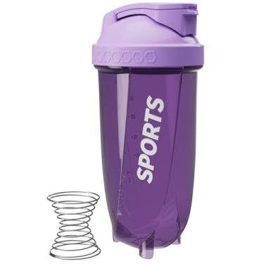 Imagem de Garrafa coqueteleira de proteína 600 ml - Design hexagonal para mistura suave, boca larga, à prova de vazamento, alça de transporte oculta, inclui bola coqueteleira de aço inoxidável 304 - perfeita