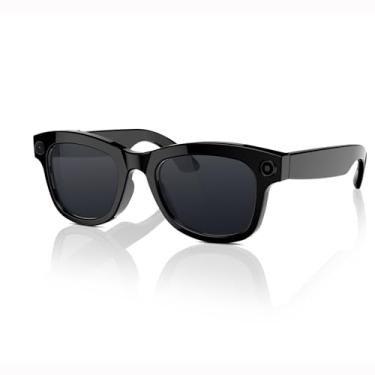 Imagem de Yihou Óculos inteligentes para homens, inteligentes, IA com 26 idiomas, fone de ouvido transparente com alto-falante, câmera grande angular, controle de toque, chamadas de música sem fio, lente preta