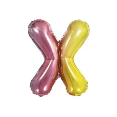 Imagem de Balão de Letra Gigante Metalizada Multicolor  - 75 cm - PartiuFesta, X
