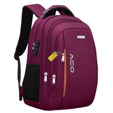 Imagem de Mochila Bolsa Masculina Feminina Notebook Anti Furto Reforçada Semi Impermeável Escolar Faculdade Trabalho Viagem Resistente Executiva Cabo De Aço Saída Usb SAÍDA Fone DE OUVIDO (Preto) (Vinho)