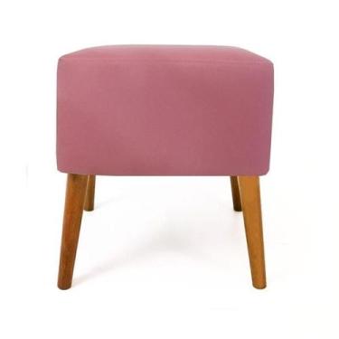 Imagem de Puf Puff Quadrado Marrocos Suede Rosê Pés Palito Castanho - Decore.Com