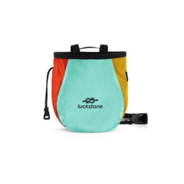 Imagem de harayaa Bolsa de giz para escalada, acessórios para equipamentos de escalada, bolsa de armazenamento com cordão, para transporte de giz para golfe, fitness e, Verde Vermelho Amarelo