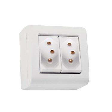 Imagem de Tomada Sobrepor Lizflex Tramontina Dupla 2p+T 10a Branca