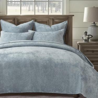 Imagem de Conjunto de edredões EVERGRACE Velvet Queen Size com 2 capas de linho 