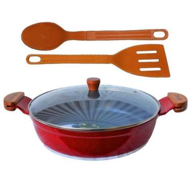 Imagem de Frigideira Vermelho Antiaderente Cerâmica Talher 05 Am 30cm - JAVALI