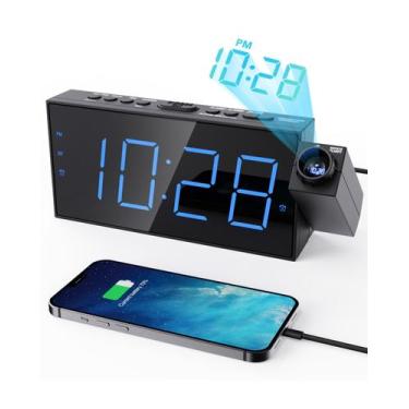 Imagem de Despertador de projeção OnlyEE LED Digital com carregamento USB